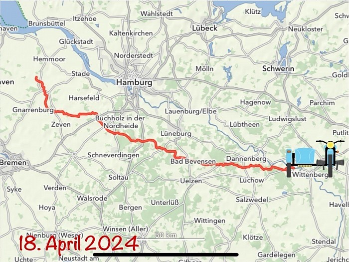 1. Tag: Von Dornsode nach Schnackenburg an der Elbe, 236 km