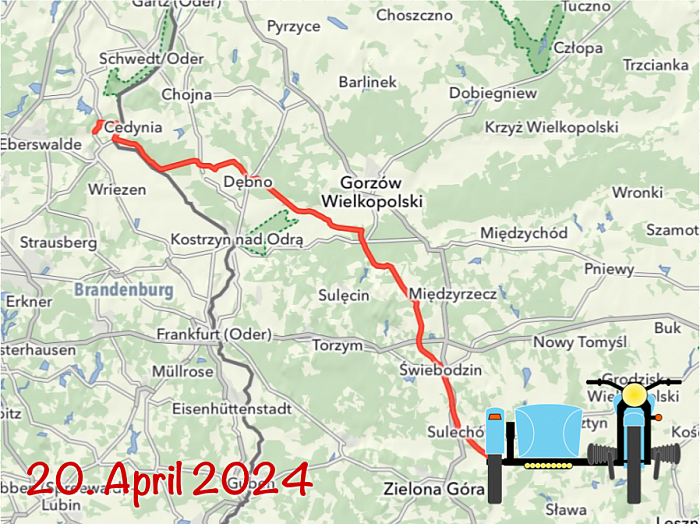 3. Tag: Von Oderberg nach Trzebiechów, 226 km